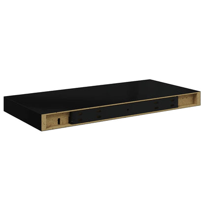 Schweberegale 4 Stk. Hochglanz-Schwarz 50x23x3,8 cm MDF