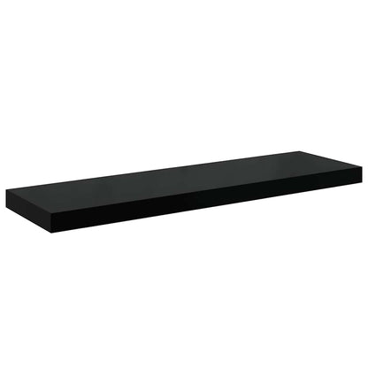 Schweberegale 2 Stk. Hochglanz-Schwarz 80x23,5x3,8 cm MDF