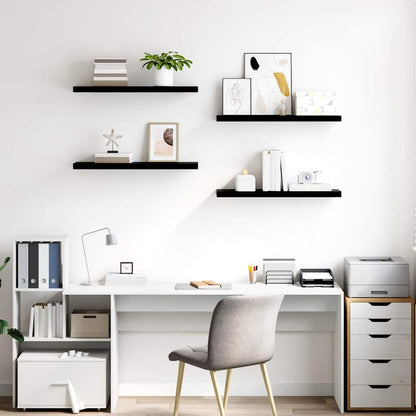 Schweberegale 4 Stk. Hochglanz-Schwarz 80x23,5x3,8 cm MDF