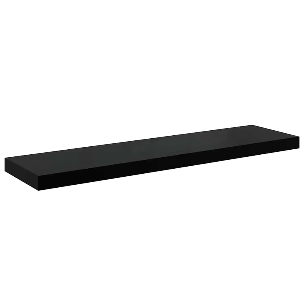 Schweberegale 2 Stk. Hochglanz-Schwarz 90x23,5x3,8 cm MDF