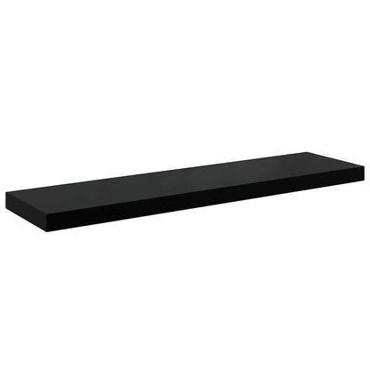 Schweberegale 2 Stk. Hochglanz-Schwarz 90x23,5x3,8 cm MDF
