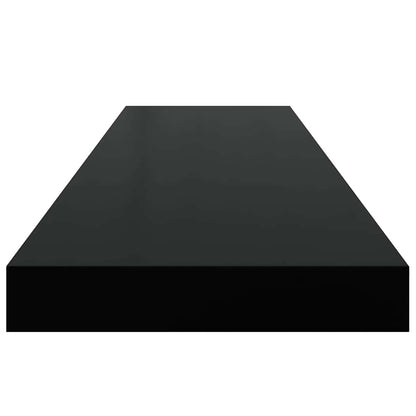 Schweberegale 2 Stk. Hochglanz-Schwarz 90x23,5x3,8 cm MDF