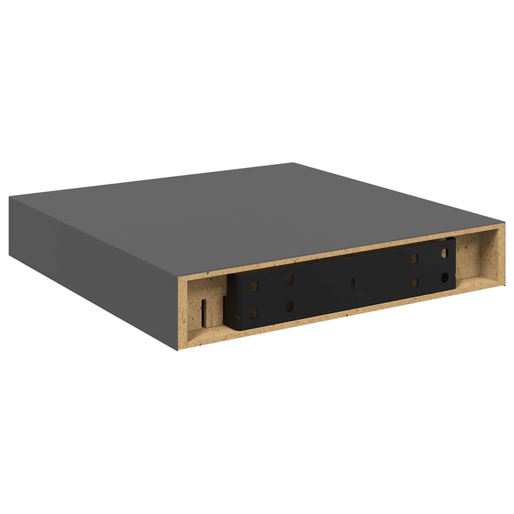 Schweberegale 4 Stk. Hochglanz-Grau 23x23,5x3,8 cm MDF