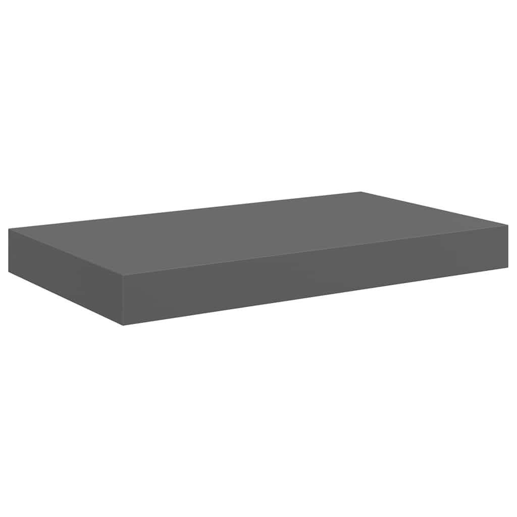 Schweberegale 2 Stk. Hochglanz-Grau 40x23x3,8 cm MDF