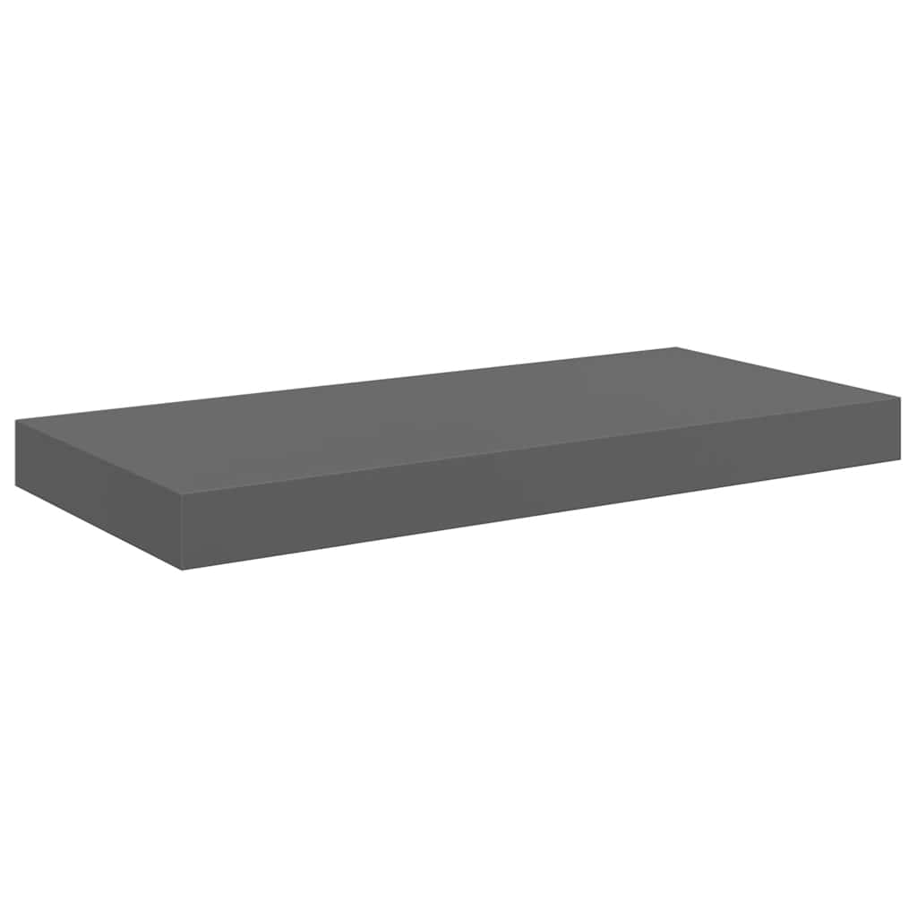 Schweberegale 2 Stk. Hochglanz-Grau 50x23x3,8 cm MDF