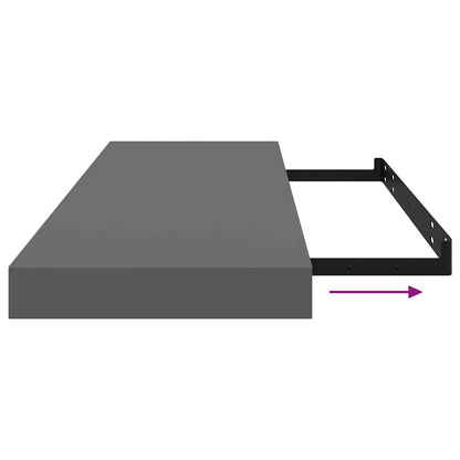 Schweberegale 4 Stk. Hochglanz-Grau 80x23,5x3,8 cm MDF