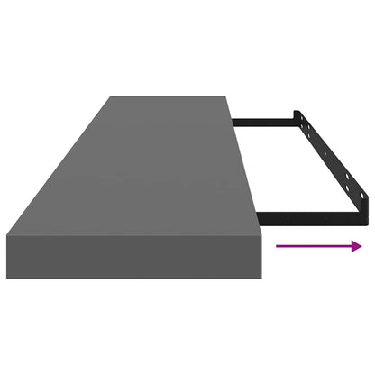 Schweberegale 2 Stk. Hochglanz-Grau 120x23,5x3,8 cm MDF