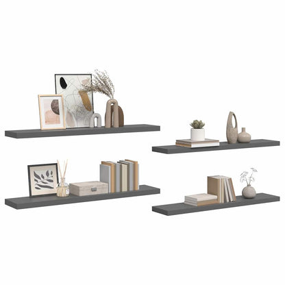 Schweberegale 4 Stk. Hochglanz-Grau 120x23,5x3,8 cm MDF