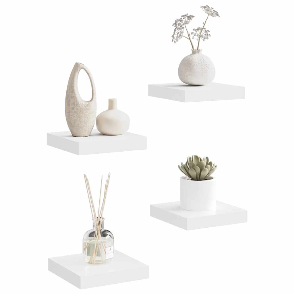 Schweberegale 4 Stk. Weiß 23x23,5x3,8 cm MDF