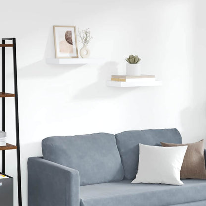 Schweberegale 2 Stk. Weiß 40x23x3,8 cm MDF