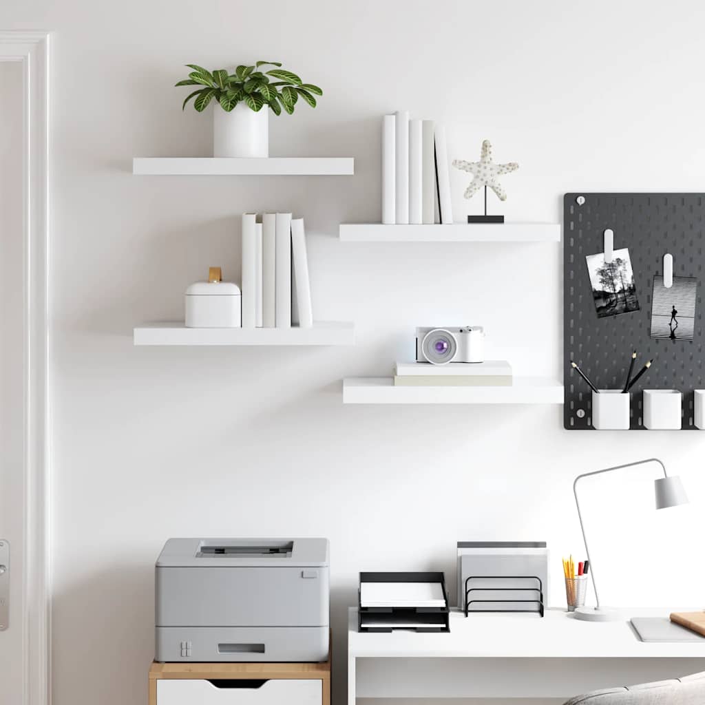 Schwebende Wandregale 4 Stk. Weiß 50x23x3,8cm MDF