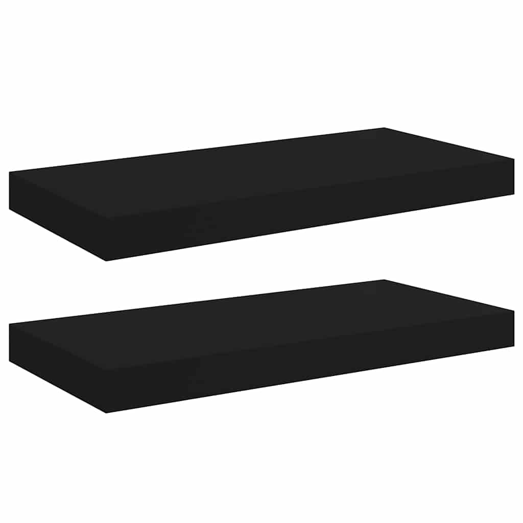 Schweberegale 2 Stk. Schwarz 50x23x3,8 cm MDF