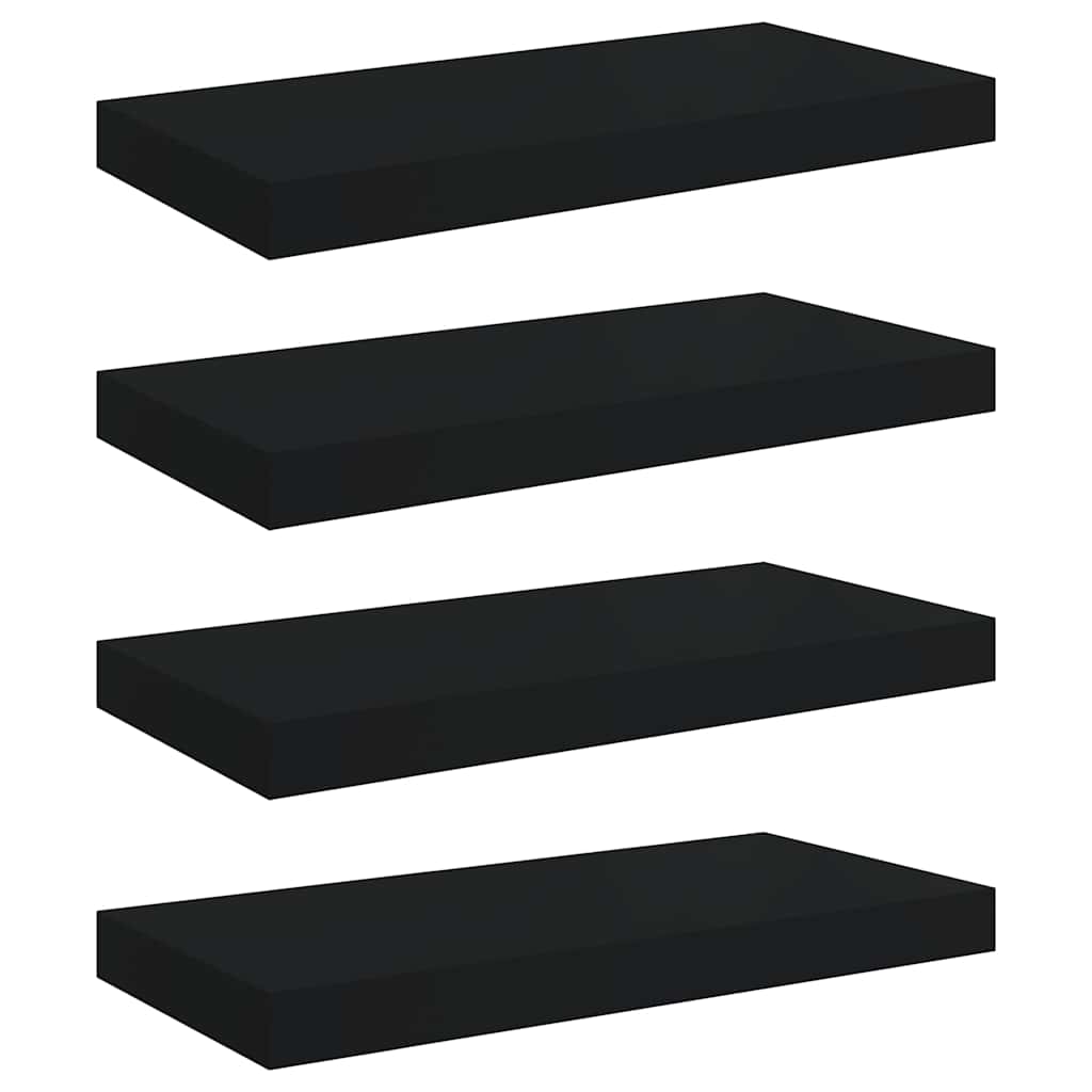 Schweberegale 4 Stk. Schwarz 50x23x3,8 cm MDF