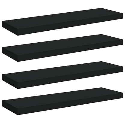 Schweberegale 4 Stk. Schwarz 80x23,5x3,8 cm MDF