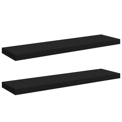 Schweberegale 2 Stk. Schwarz 90x23,5x3,8 cm MDF