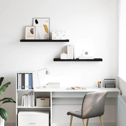 Schweberegale 2 Stk. Schwarz 90x23,5x3,8 cm MDF