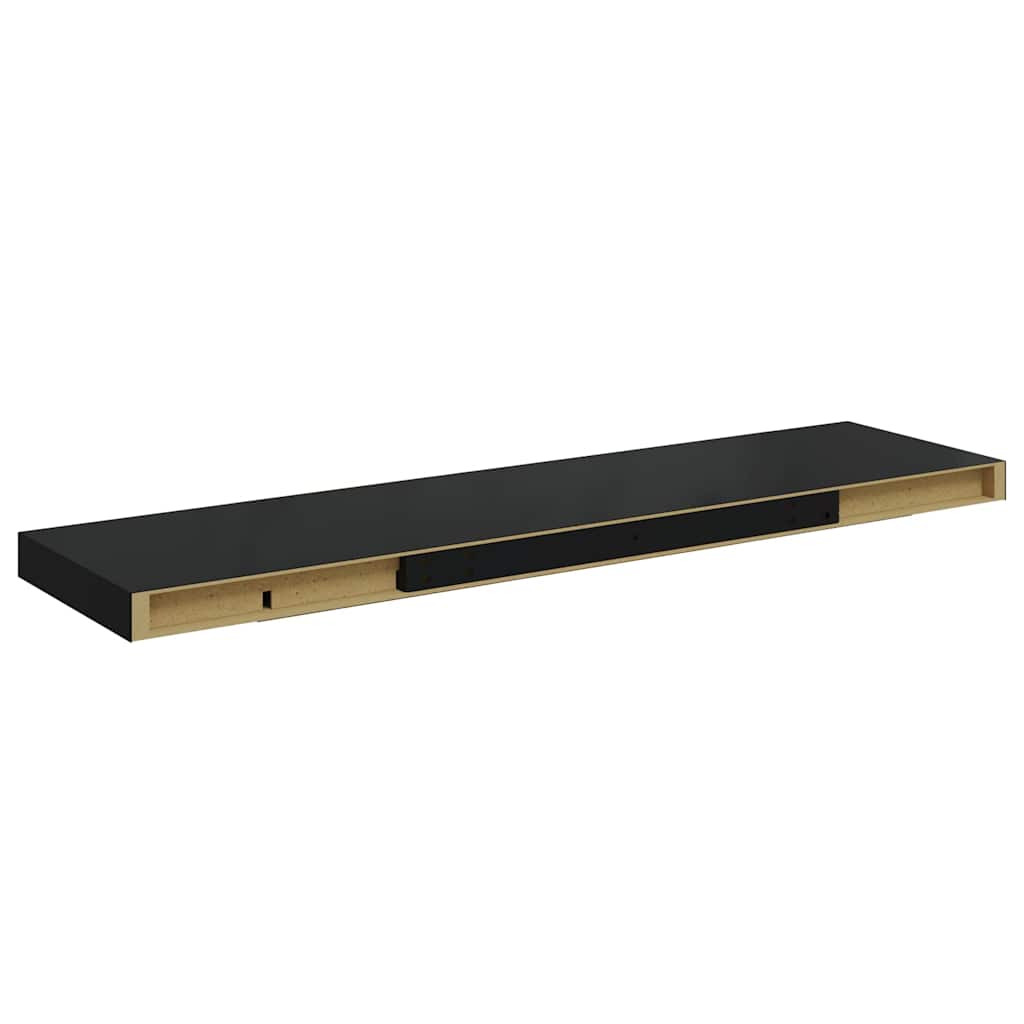 Schweberegale 2 Stk. Schwarz 90x23,5x3,8 cm MDF