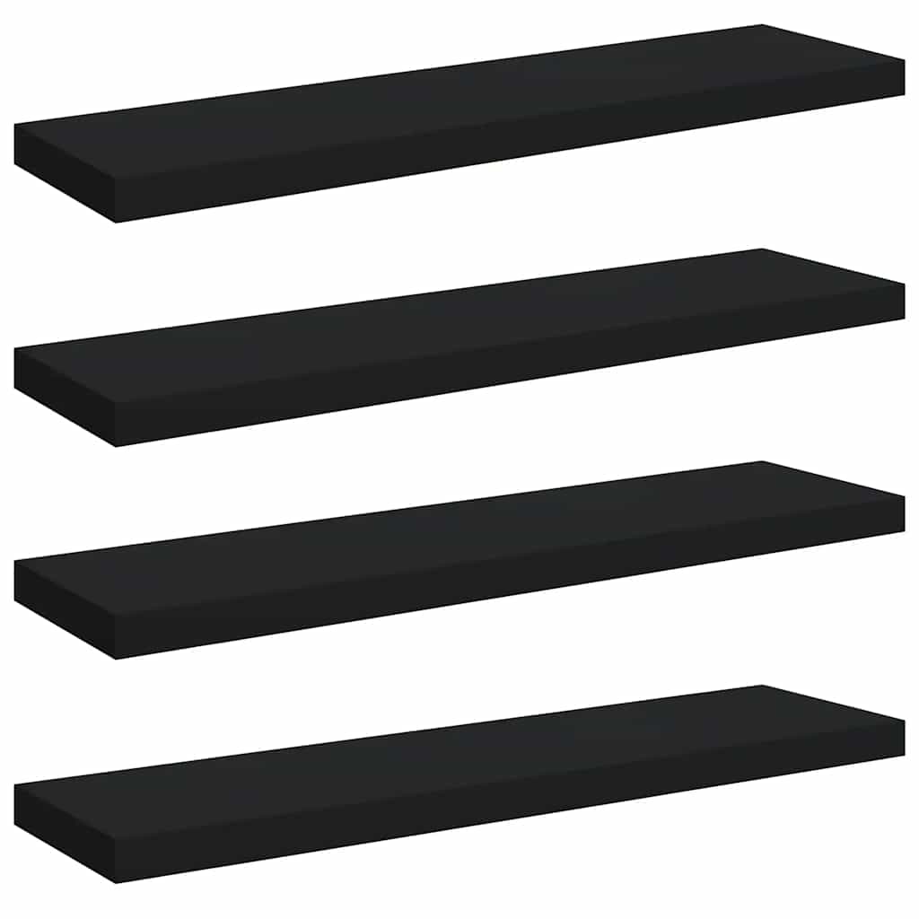 Schweberegale 4 Stk. Schwarz 90x23,5x3,8 cm MDF