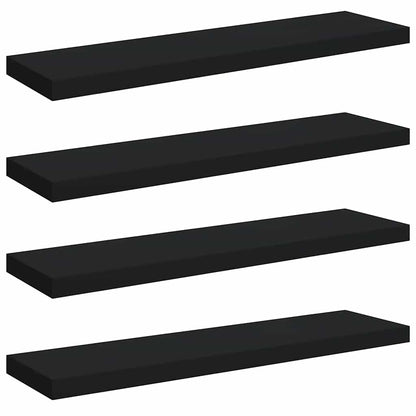 Schweberegale 4 Stk. Schwarz 90x23,5x3,8 cm MDF