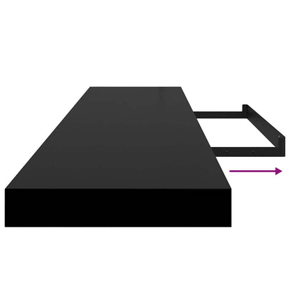 Schweberegale 2 Stk. Schwarz 120x23,5x3,8 cm MDF