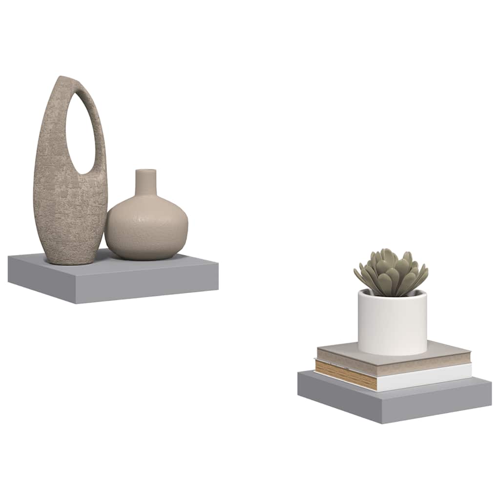 Schweberegale 2 Stk. Grau 23x23,5x3,8 cm MDF