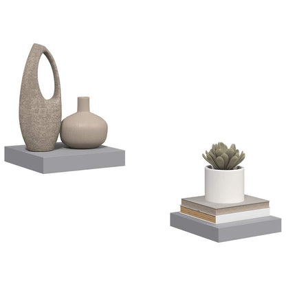 Schweberegale 2 Stk. Grau 23x23,5x3,8 cm MDF