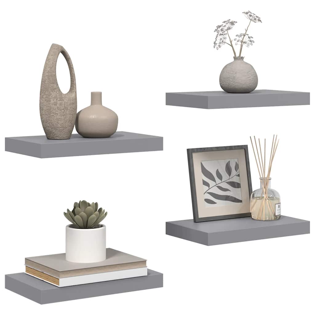 Schwebende Wandregale 4 Stk. Grau 40x23x3,8cm MDF