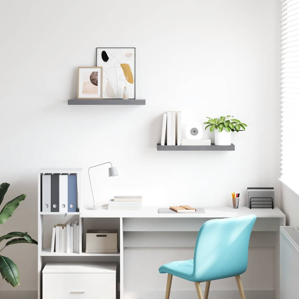 Schwebende Wandregale 2 Stk. Grau 60x23,5x3,8cm MDF