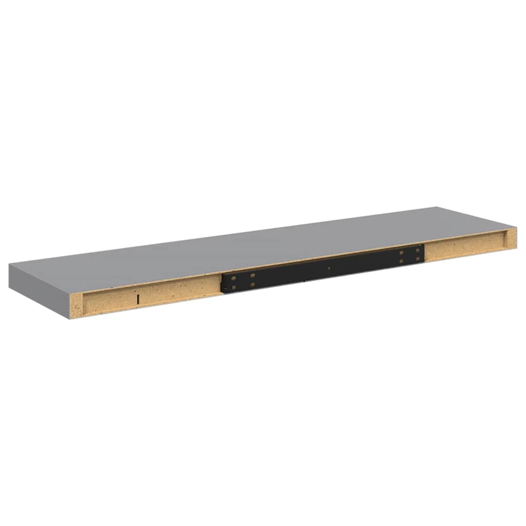 Schwebende Wandregale 2 Stk. Grau 90x23,5x3,8cm MDF