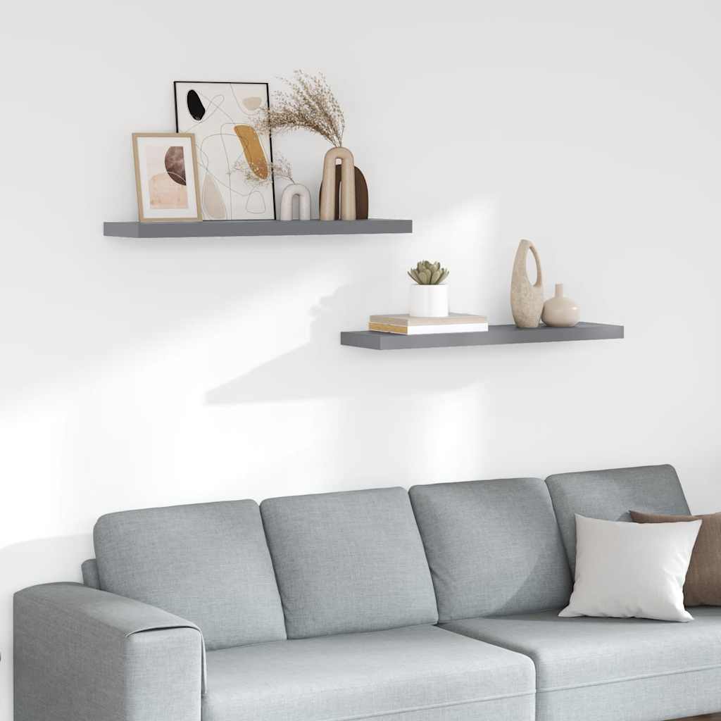 Schwebende Wandregale 2 Stk. Grau 90x23,5x3,8cm MDF