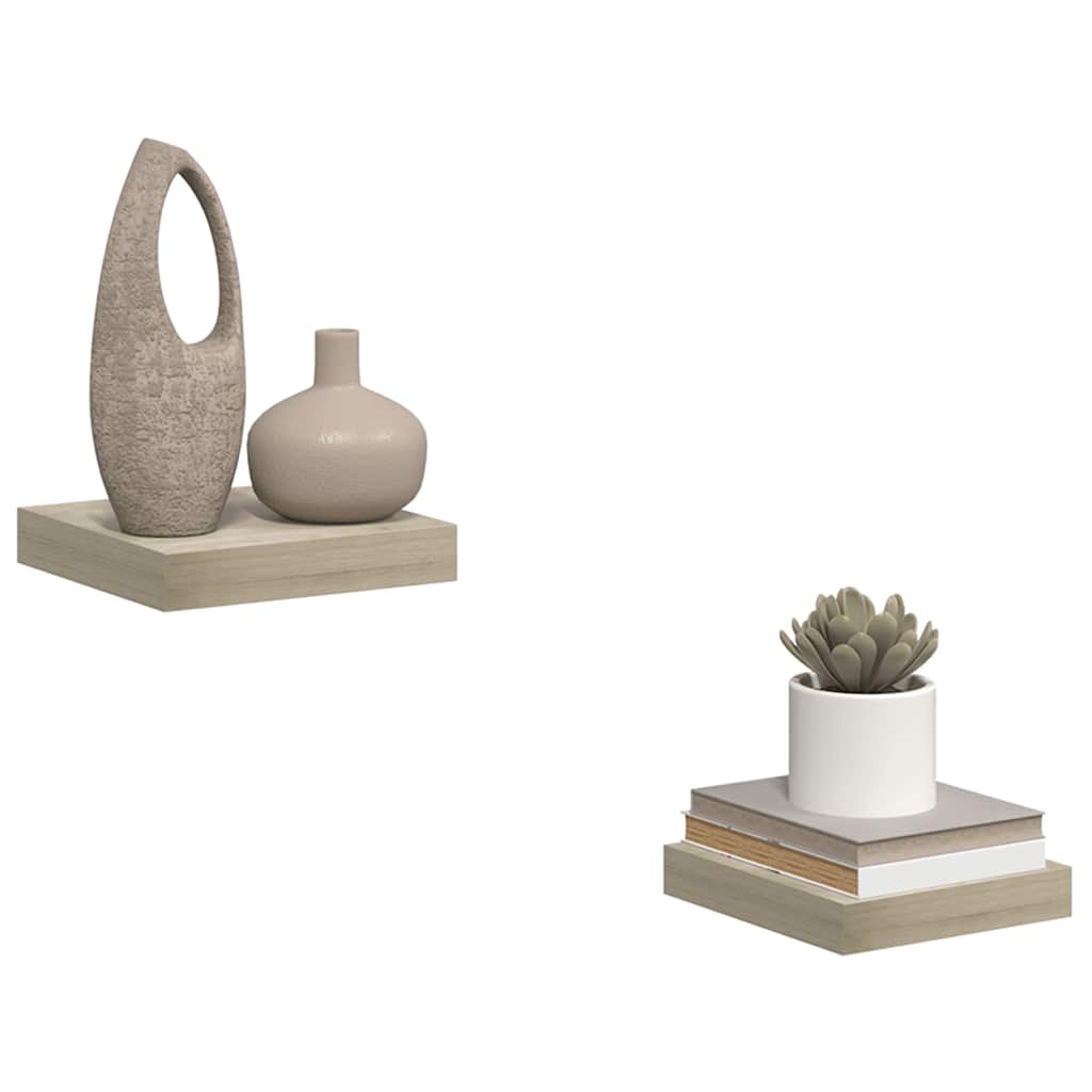 Schwebende Wandregale 2 Stk. Eichefarben 23x23,5x3,8cm MDF