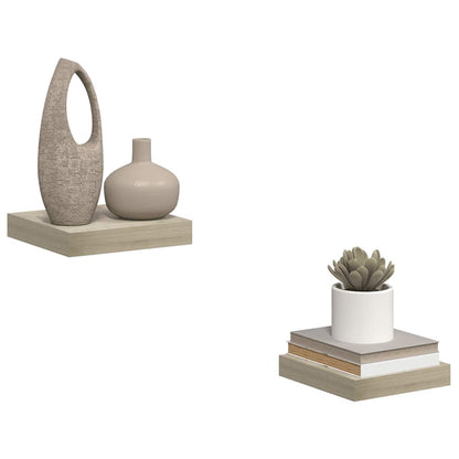 Schwebende Wandregale 2 Stk. Eichefarben 23x23,5x3,8cm MDF