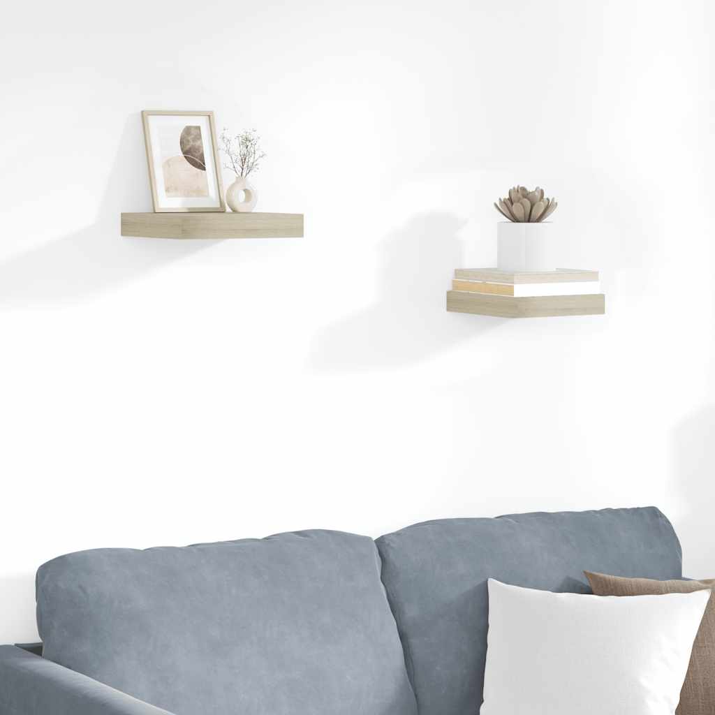 Schwebende Wandregale 2 Stk. Eichefarben 23x23,5x3,8cm MDF