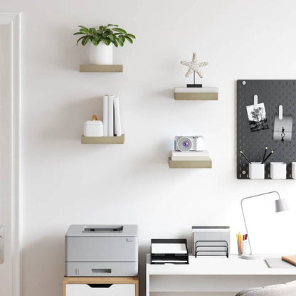 Schwebende Wandregale 4 Stk. Eichefarben 23x23,5x3,8cm MDF