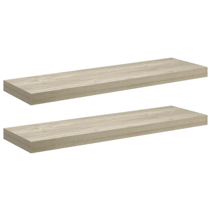 Schweberegale 2 Stk. Eiche-Optik 80x23,5x3,8 cm MDF