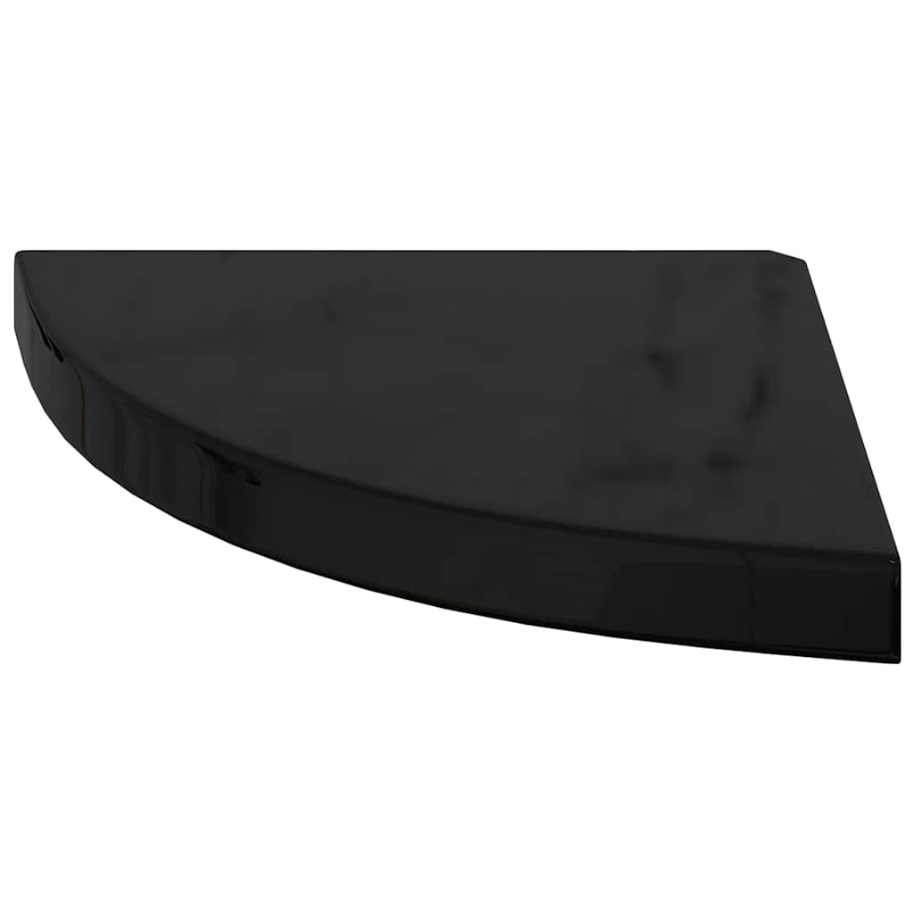 Eck-Schweberegale 4 Stk. Hochglanz-Schwarz 35x35x3,8 cm MDF