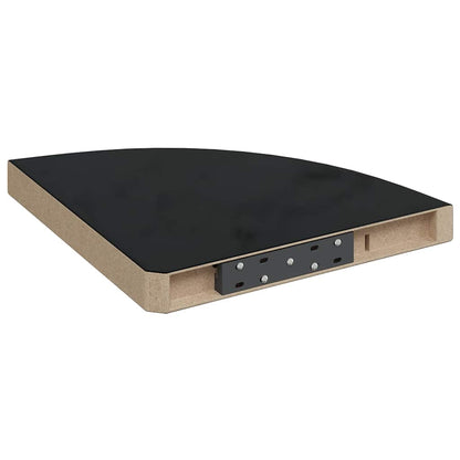 Eck-Schweberegale 4 Stk. Hochglanz-Schwarz 35x35x3,8 cm MDF