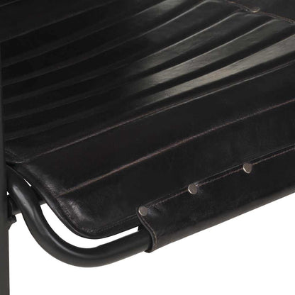 Relaxsessel mit Fußhocker Schwarz Echtleder