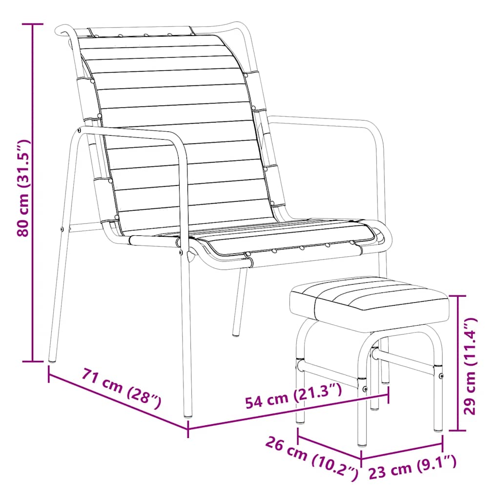 Relaxsessel mit Fußhocker Schwarz Echtleder
