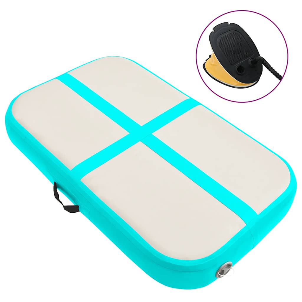 Aufblasbare Gymnastikmatte mit Pumpe 60x100x20 cm PVC Grün