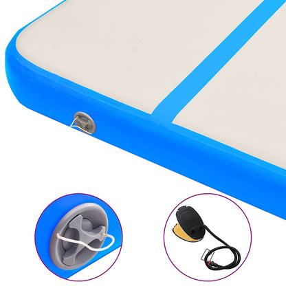 Aufblasbare Gymnastikmatte mit Pumpe 400x100x15 cm PVC Blau