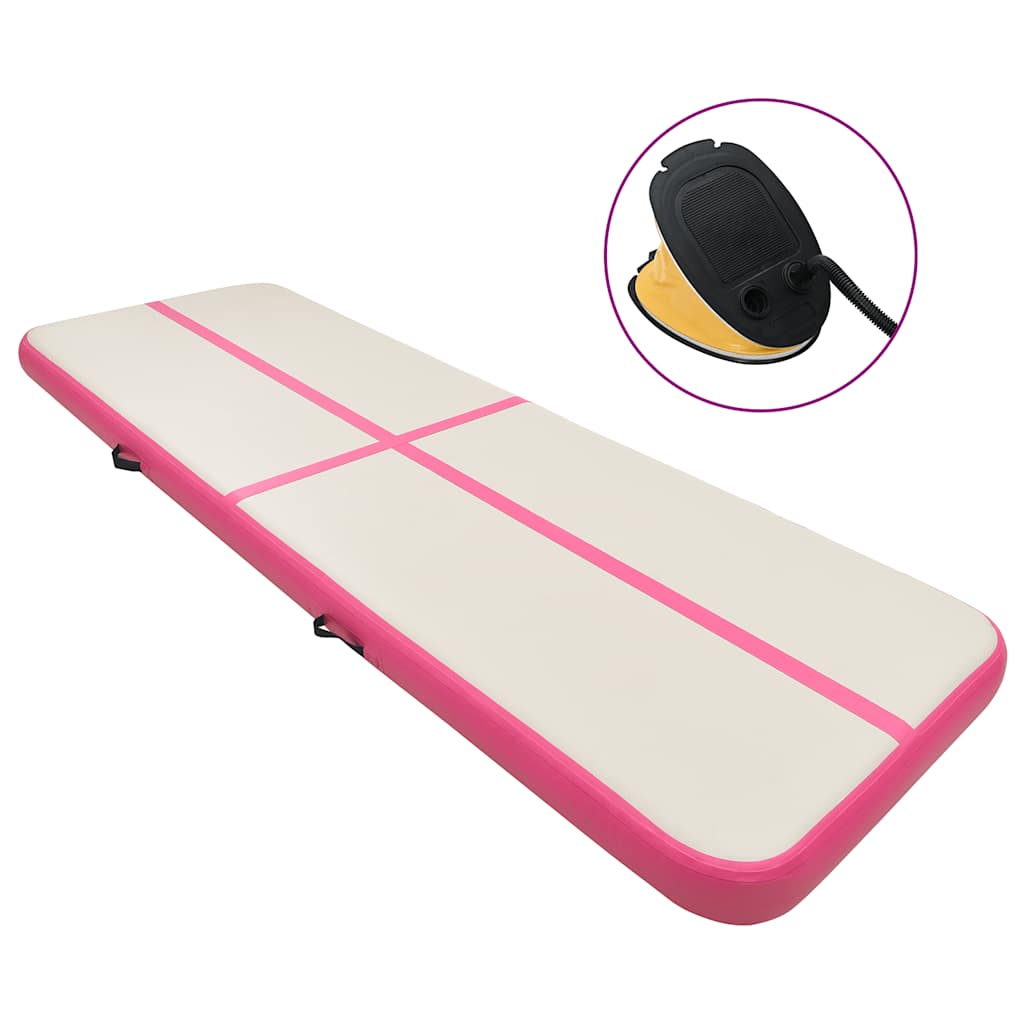 Aufblasbare Gymnastikmatte mit Pumpe 800x100x15 cm PVC Rosa
