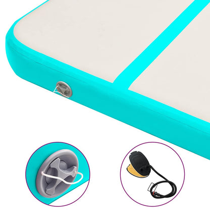 Aufblasbare Gymnastikmatte mit Pumpe 300x100x20 cm PVC Grün