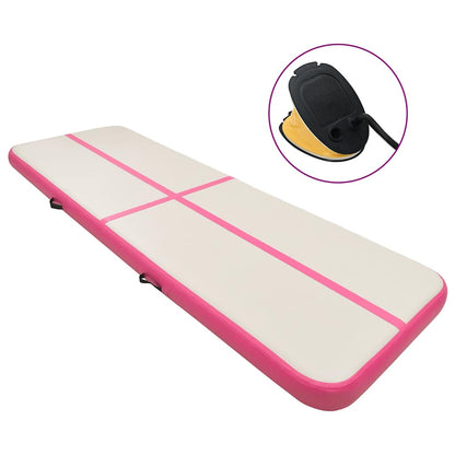 Aufblasbare Gymnastikmatte mit Pumpe 400x100x20 cm PVC Rosa