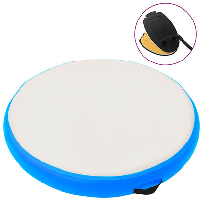 Aufblasbare Gymnastikmatte mit Pumpe 100x100x20 cm PVC Blau