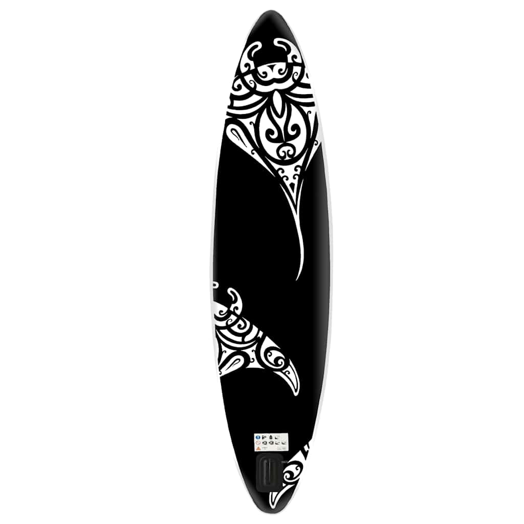 SUP-Board-Set Aufblasbar 305x76x15 cm Schwarz