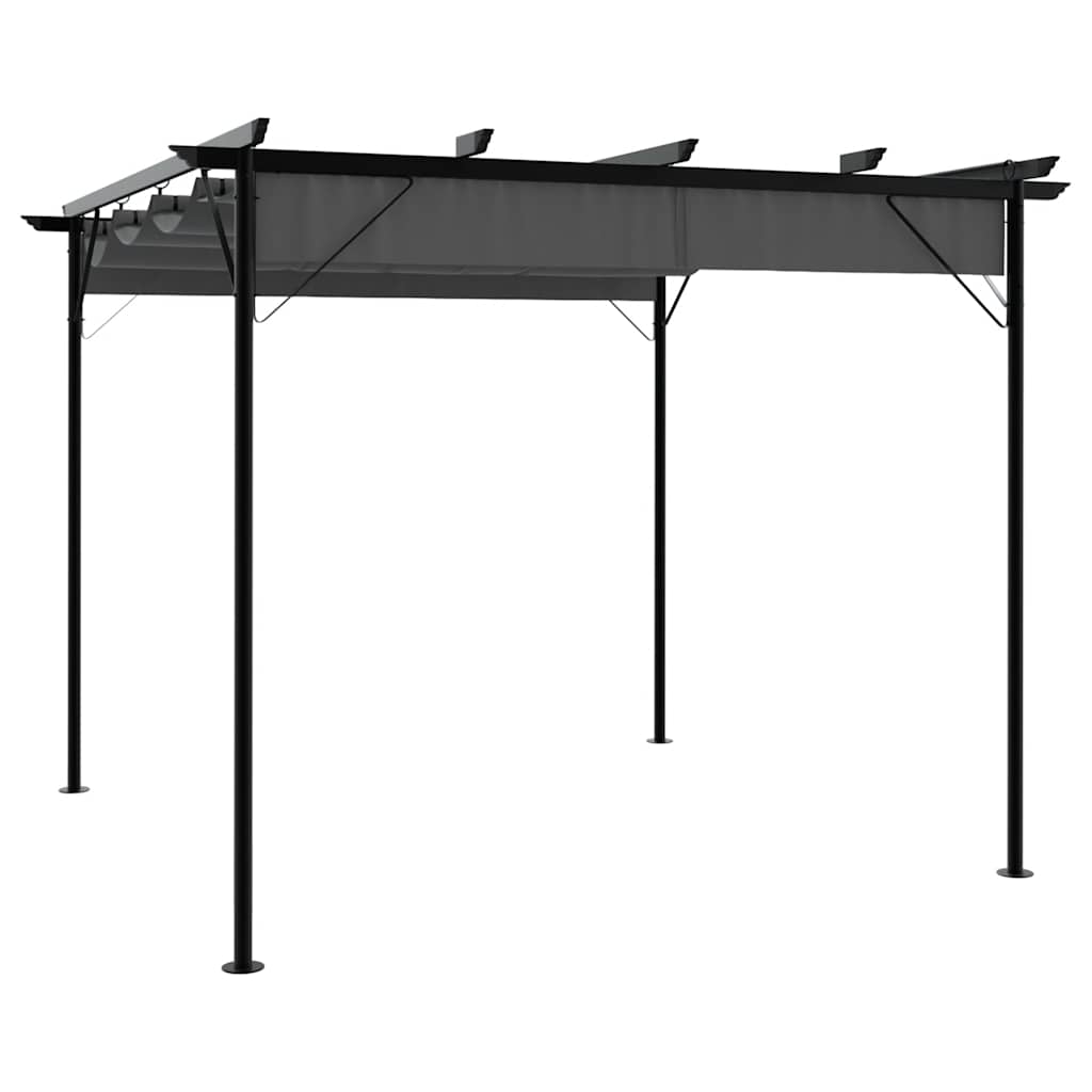 Pergola mit Ausziehbarem Dach Anthrazit 3x3 m Stahl 180 g/m²