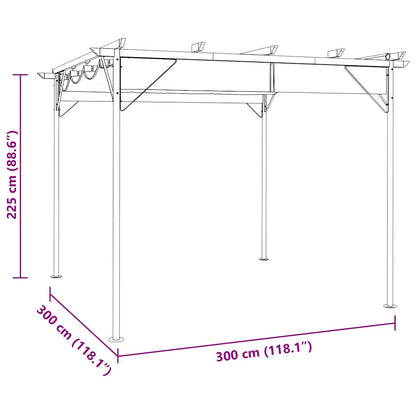 Pergola mit Ausziehbarem Dach Anthrazit 3x3 m Stahl 180 g/m²