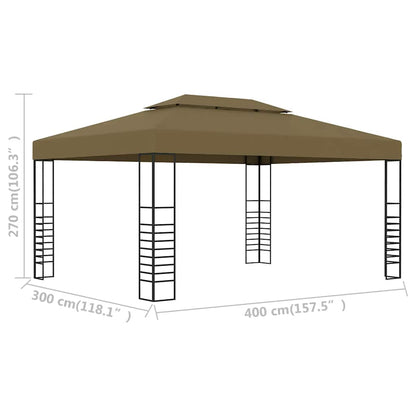 Pavillon 3x4 m Taupe 180 g/m²