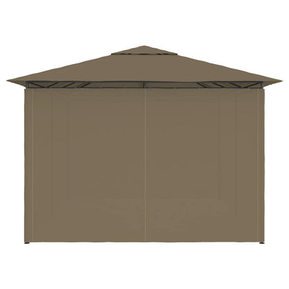 Gartenzelt mit Vorhängen 4x3 m Taupe 180 g/m²